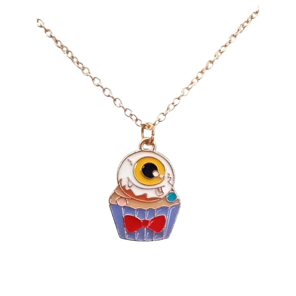 Eyeball Cupcake pendant necklace Jewelry Gift for her Spooky Halloween Desert